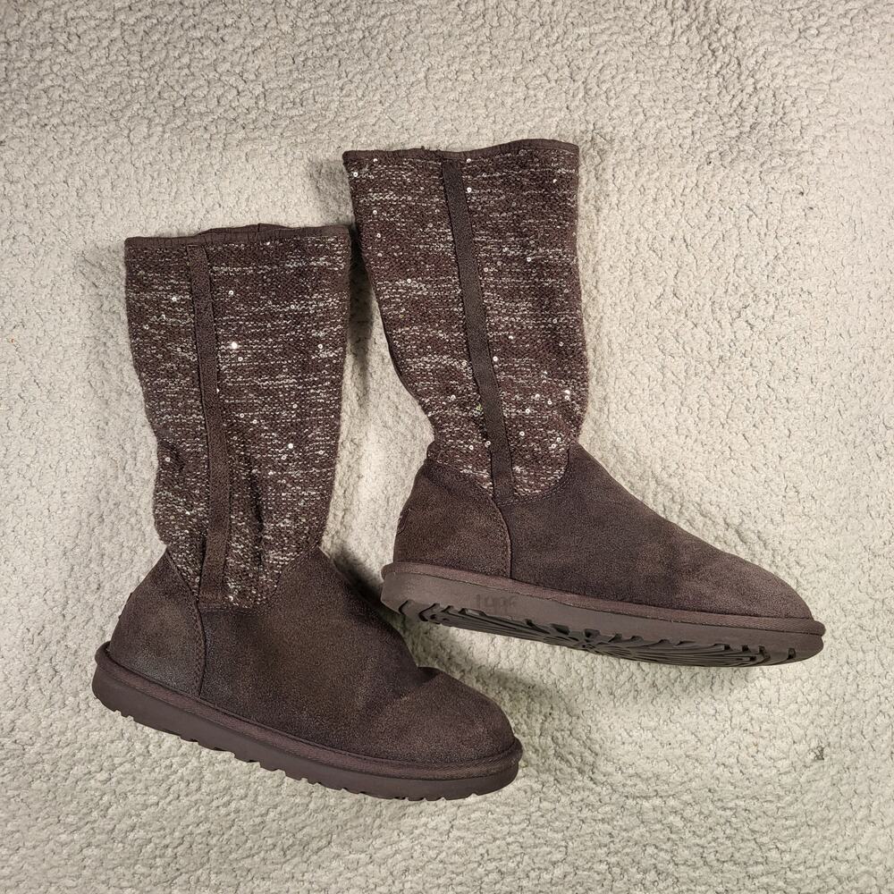 UGG Australia Camaya sequin UGGpure lined boots charcoal gray womens size 8